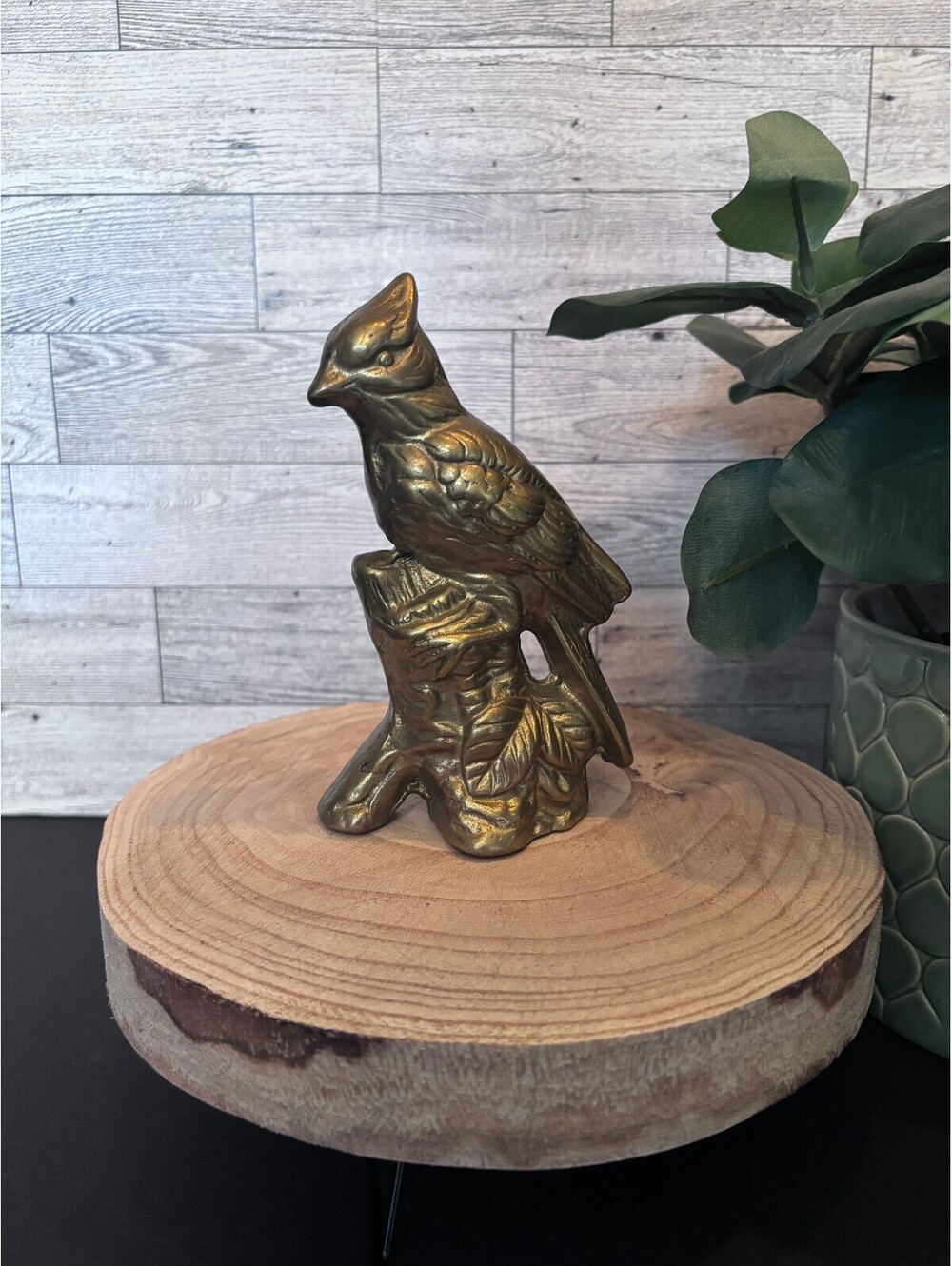Vintage Brass Cardinal Bird Mid Century Modern